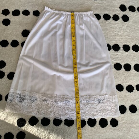 Vintage 90s Slip Skirt White Satin Lace Trim Fairy Boho Chic 90s Lingerie New - Picture 10 of 10